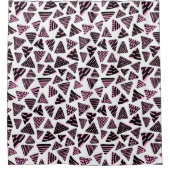 Dreiecke 240121 - Schwarz und Rosa auf Weiß Duschvorhang (Vorderseite)