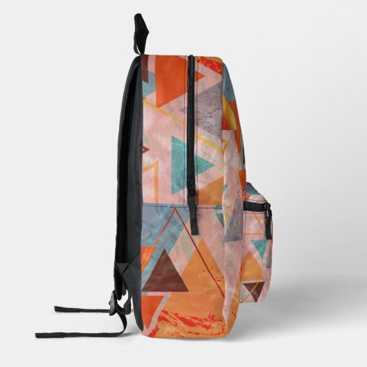 Dreiecke abstraktes geometrisches Farbblockmuster Bedruckter Rucksack (Links)