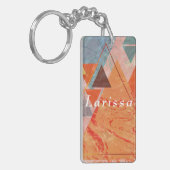 Dreiecke abstraktes geometrisches Farbblockmuster Schlüsselanhänger (Vorderseite links)