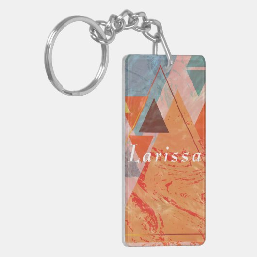 Dreiecke abstraktes geometrisches Farbblockmuster Schlüsselanhänger (Vorderseite links)