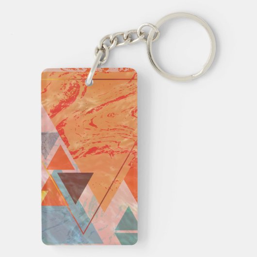 Dreiecke abstraktes geometrisches Farbblockmuster Schlüsselanhänger (Rückseite)