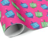 Dreiecke auf Rosa - Chanukah Geschenkpapier (Rolleneckpunkt)