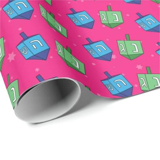 Dreiecke auf Rosa - Chanukah Geschenkpapier (Rolleneckpunkt)