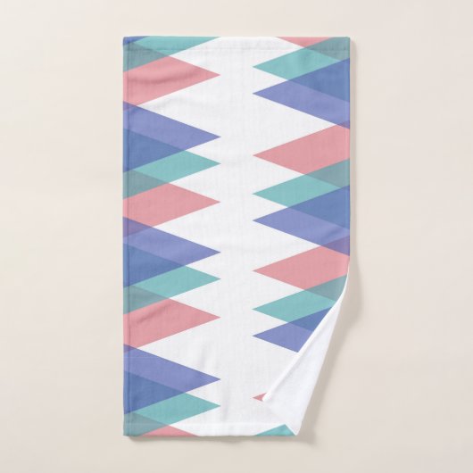 Dreiecke aus Blau und Korallen Badhandtuch Set (Handtuch)