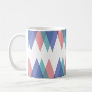 Dreiecke aus Blau und Korallen Kaffeetasse