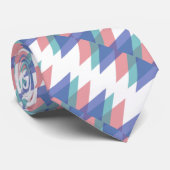 Dreiecke aus Blau und Korallen Krawatte (Gerollt)