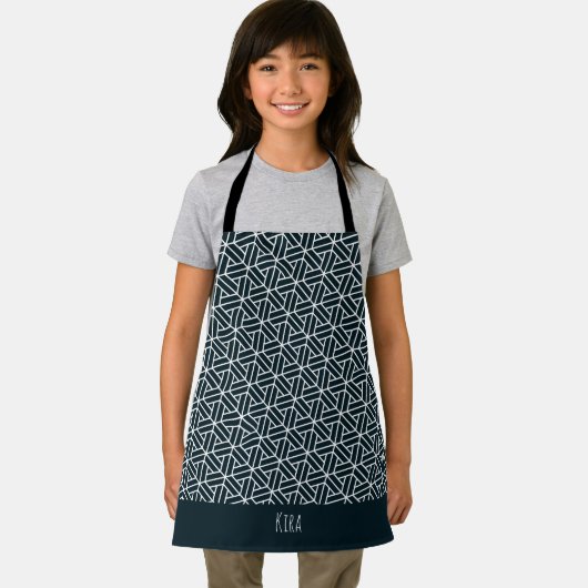 Dreiecke blaues weißes Minimalmuster Schürze (Insitu)