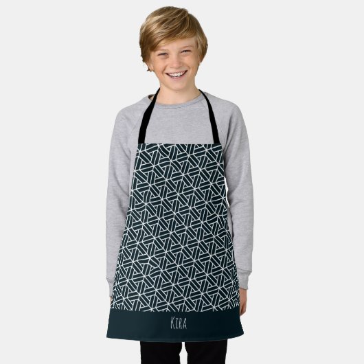 Dreiecke blaues weißes Minimalmuster Schürze (Getragen)