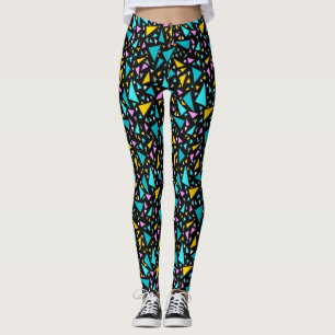 Dreiecke blaugelbe Farben auf schwarzem Hintergrun Leggings