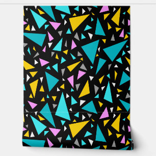 Dreiecke blaugelbe Farben auf schwarzem Hintergrun Tapete