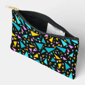 Dreiecke blaugelbe Farben auf schwarzem Hintergrun Zubehörtasche (Offen)