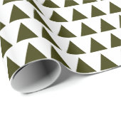 Dreiecke - Dunkles Olive auf Weiß Geschenkpapier (Rolleneckpunkt)