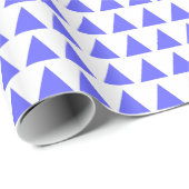 Dreiecke - Elektro-Blau auf Weiß Geschenkpapier (Rolleneckpunkt)