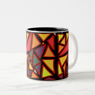 Dreiecke Geometrisches Mosaik Mehrfarbig Zweifarbige Tasse