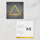 Dreiecke / Goldene Textur / Schiefer Quadratische Visitenkarte (Vorne/Hinten)