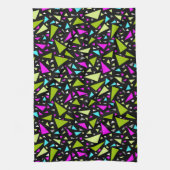 Dreiecke grüne Farben auf schwarzem Hintergrund Geschirrtuch (Vertikal)