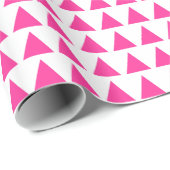 Dreiecke - Heiß rosa auf Weiß Geschenkpapier (Rolleneckpunkt)