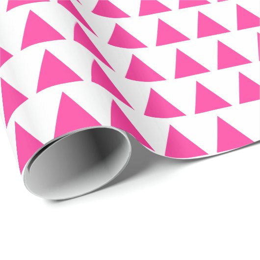 Dreiecke - Heiß rosa auf Weiß Geschenkpapier (Rolleneckpunkt)