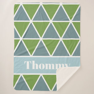 Dreiecke in grün und blau mit Namen Sherpadecke