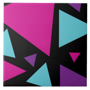 Dreiecke in Rosa, Lila, Blau und Schwarz Fliese