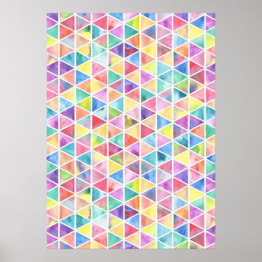 Dreiecke künstlerisch leuchtender Multicolor Poster (Vorne)