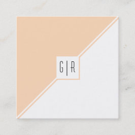 Dreiecke mit Pfirsich und Weiß und moderne Monogra Quadratische Visitenkarte