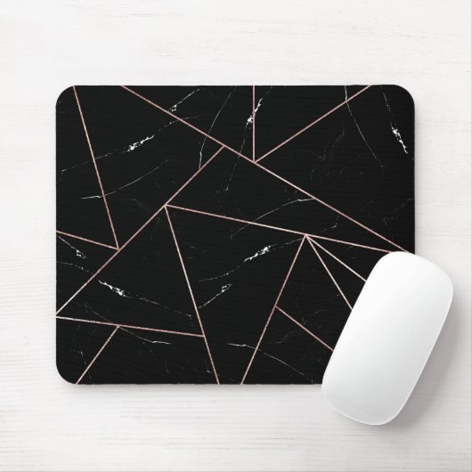 Dreiecke mit schwarzem geometrischem Marmor Gold-K Mousepad (Mit Mouse)