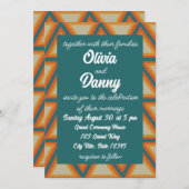 Dreiecke Moderne geometrische farbige Hochzeit Einladung (Vorne/Hinten)