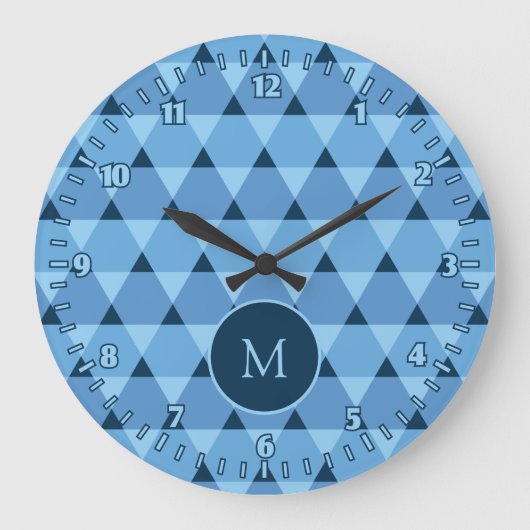 Dreiecke Muster Große Wanduhr (Vorderseite)
