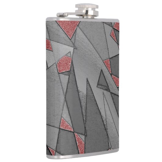 Dreieckige raue Ausschnitte über rotem Hintergrund Flachmann (Rechts)