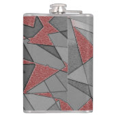 Dreieckige raue Ausschnitte über rotem Hintergrund Flachmann (Rückseite)