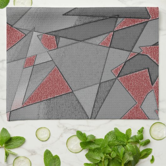 Dreieckige raue Ausschnitte über rotem Hintergrund Geschirrtuch (Gefaltet)