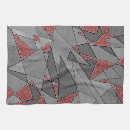 Dreieckige raue Ausschnitte über rotem Hintergrund Geschirrtuch (Horizontal)