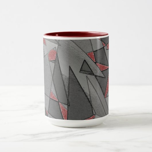 Dreieckige raue Ausschnitte über rotem Hintergrund Tasse (Zentrum)
