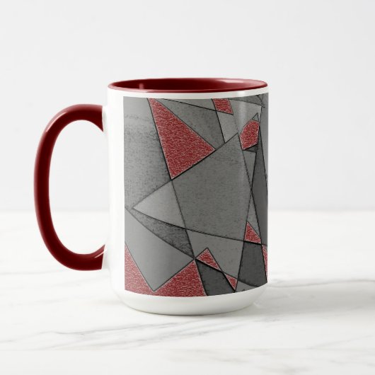 Dreieckige raue Ausschnitte über rotem Hintergrund Tasse (Links)