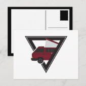 dreieckiger bordeauxroter Bus Postkarte (Vorne/Hinten)