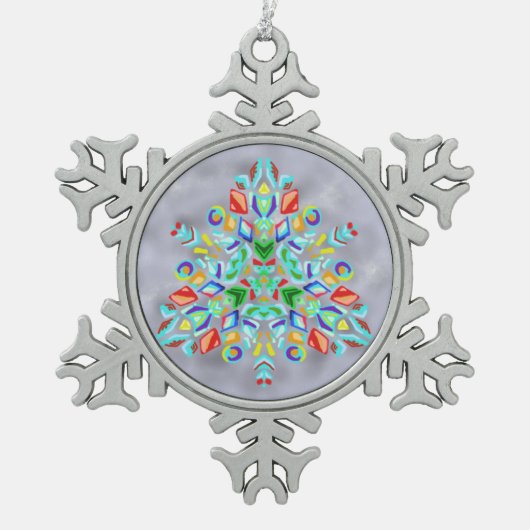 Dreieckiger Entwurf (Schneeflocke-Verzierung) Schneeflocken Zinn-Ornament (Vorderseite)