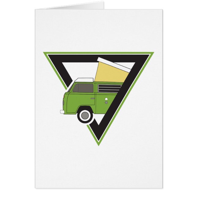 dreieckiger klassischer grüner Camper Van (Vorne)