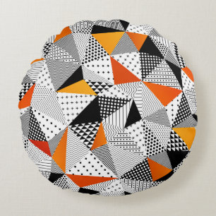 Dreieckiger Stil: Vintage polygonale Eleganz. Rundes Kissen
