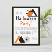 Dreiecksbats und Spinnennetze Halloween Einladung (Stehend Vorderseite)