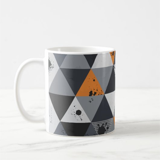 Dreiecksdesign in Orange, Schwarz und Grau Kaffeetasse (Links)
