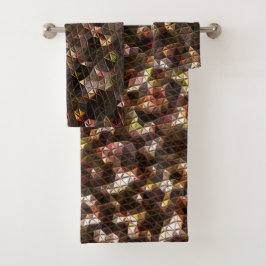 Dreiecksmosaik in Brauntönen mit leichter Relief Badhandtuch Set