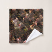 Dreiecksmosaik in Brauntönen mit leichter Relief Badhandtuch Set (Waschlappen)