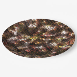 Dreiecksmosaik in Brauntönen mit leichter Relief Pappteller