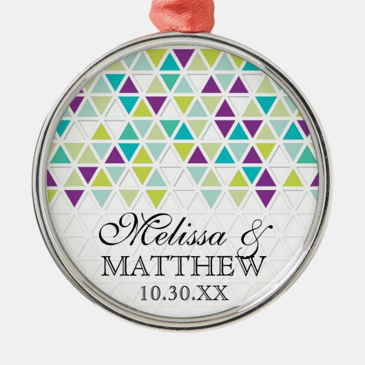 Dreiecksmuster-Dreiecksmuster für Mod Style Silbernes Ornament (Vorne)