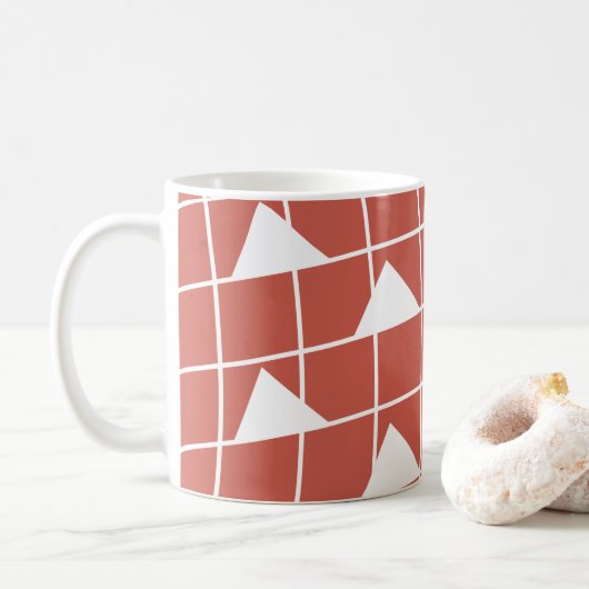 Dreiecksmuster für geometrische Karo Kaffeetasse (Mit Donut)