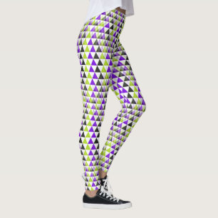 Dreiecksmuster - schwarz grün lila + dein Rücken. Leggings
