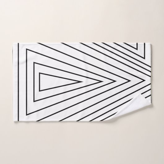 Dreiecksmuster Schwarz-Weiß Badhandtuch Set (Handtuch)