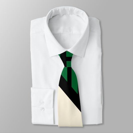 Dreiecksstreifen - grün, cremefarben und schwarz krawatte (Gebunden)