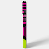 Dreiecksstreifen in Kalkgrün, Hot Pink und Schwarz Case-Mate iPhone Hülle (Rückseite / Links)